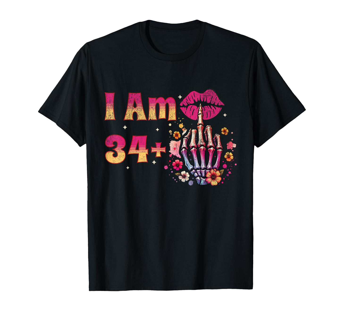 35th Birthday I Am 34 Plus 1 Middle Finger Vintage 34+1 T-Shirt