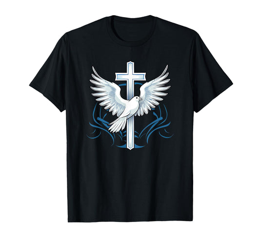 Holy Spirit Dove Praise Jesus Baptism of Jesus Cross T-Shirt
