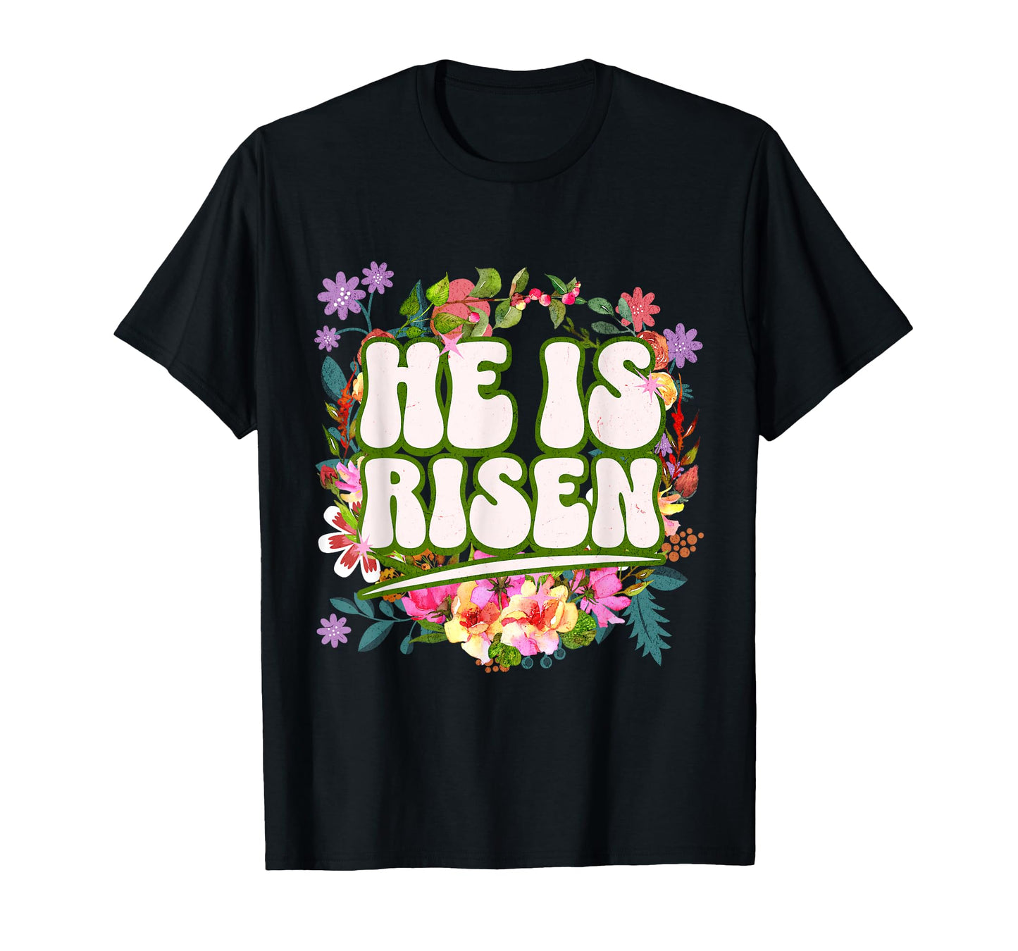 Retro Groovy Easter He Is Risen Christian Women Girls Kids T-Shirt