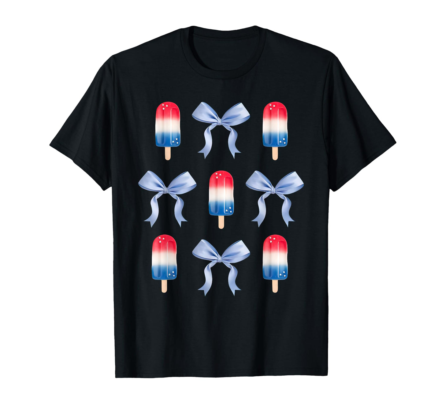 Coquette Bow Preppy 4th Of July Popsicle Bow Girl Women T-Shirt