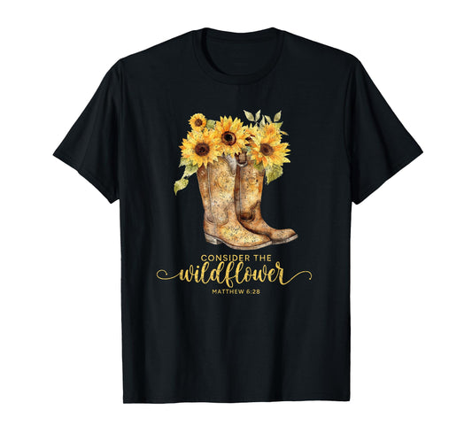 Christian Cowgirl Western Cowboy Sunflower Boots For Women T-Shirt
