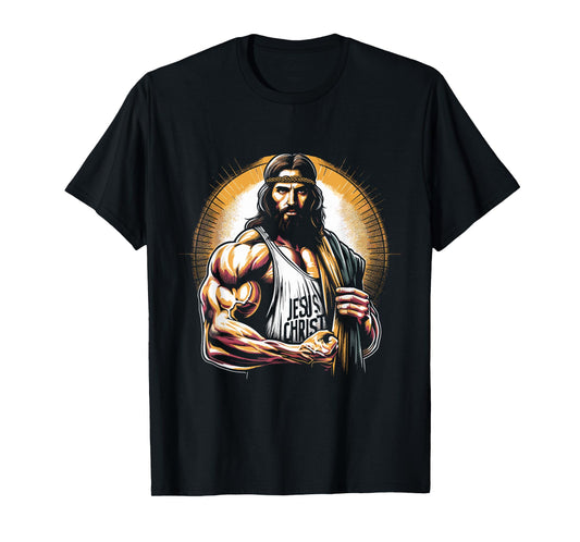 Muscular Jesus Christ - Funny Weightlifting Jesus Gym Sports T-Shirt