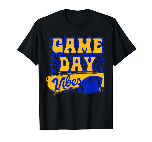 Game Day Vibes Football Season Football Blue Gold Vibes T-Shirt