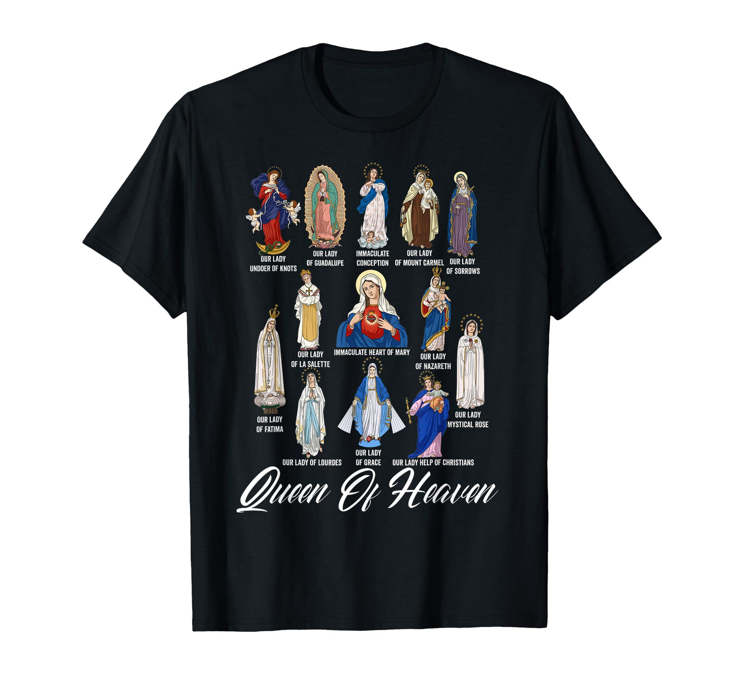 Our Lady The Blessed Mother Latin Marian Titles Catholic T-Shirt