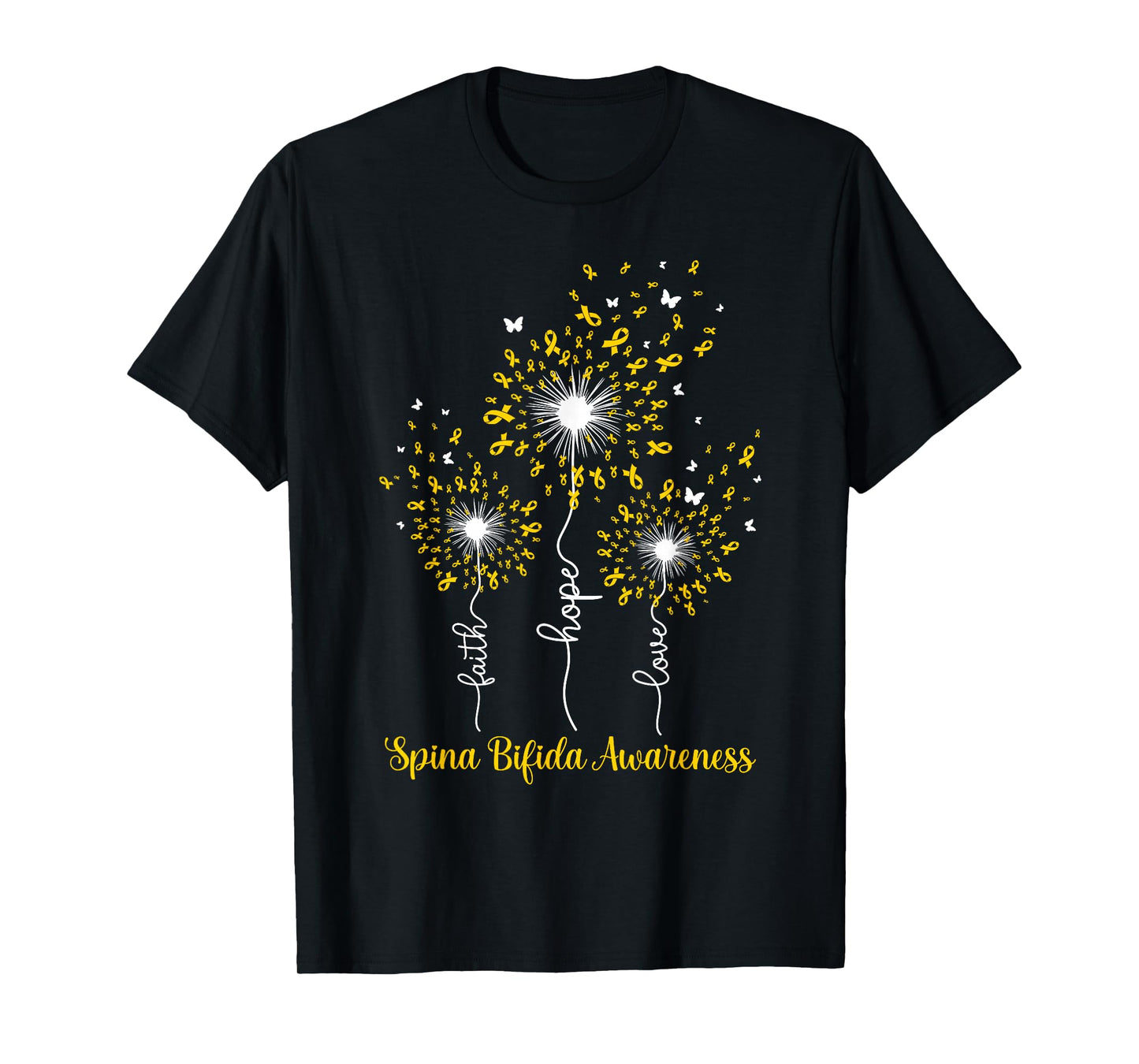 Dandelion Faith Hope Love Spina Bifida Awareness T-Shirt