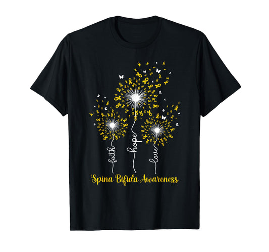 Dandelion Faith Hope Love Spina Bifida Awareness T-Shirt