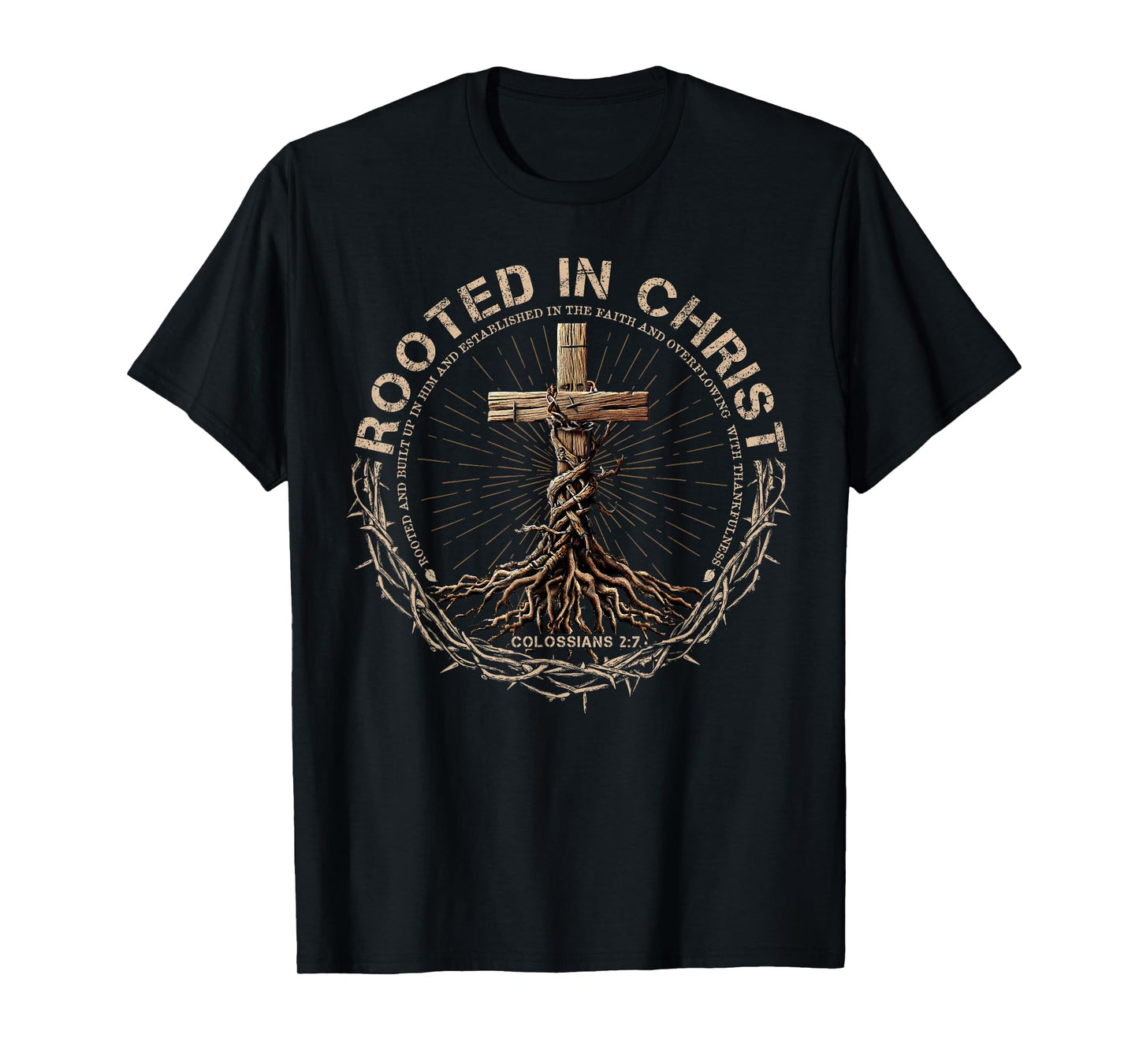 Rooted in Christ Shirt, Jesus Shirt, Vintage Cross Christian T-Shirt