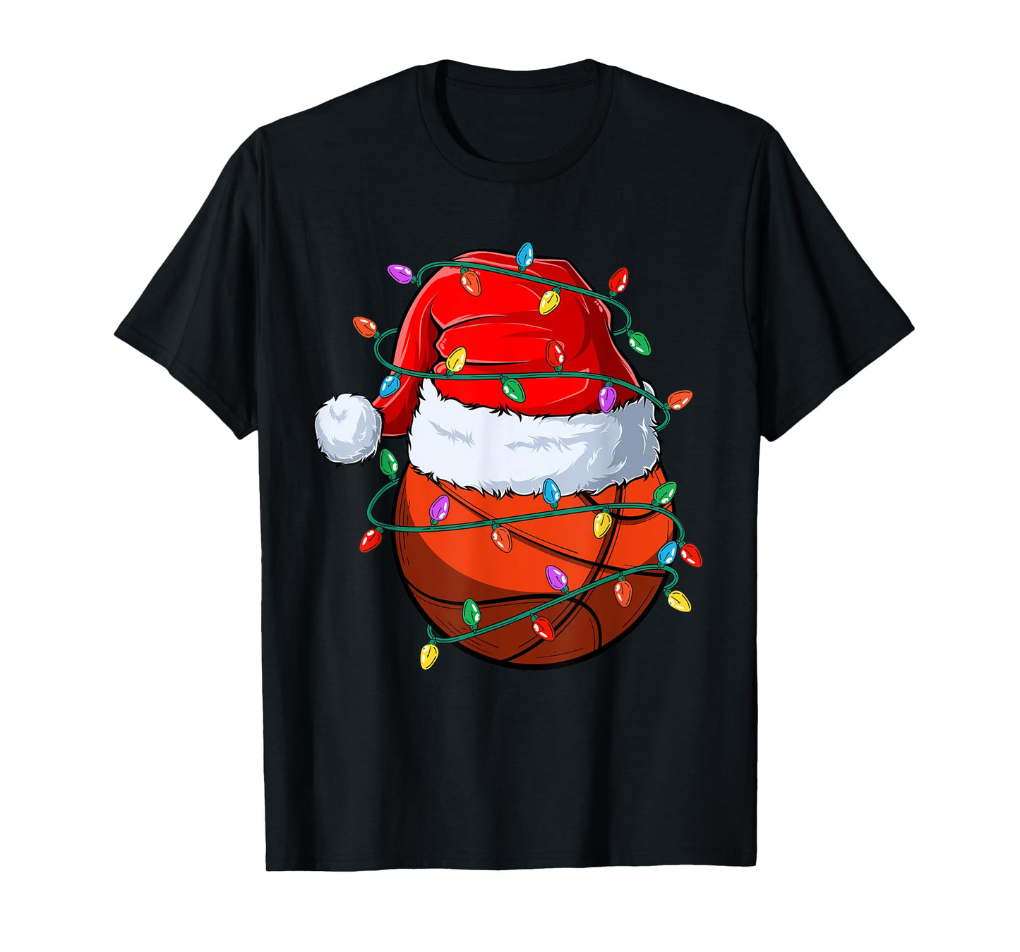 Christmas Basketball Xmas Santa Sports Hat Ball Kids Boy Men T-Shirt