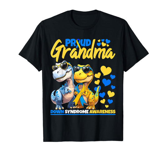 Proud Grandma World Down Syndrome Awareness Dinosaur T21 T-Shirt