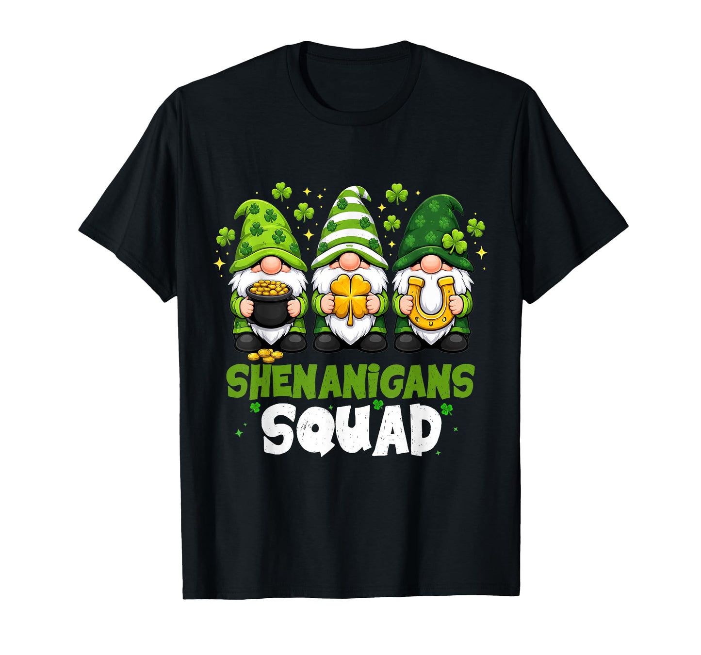 St Patricks Day Gnomes Shenanigans Squad Saint Pattys Womens T-Shirt - T-Shirt | Black