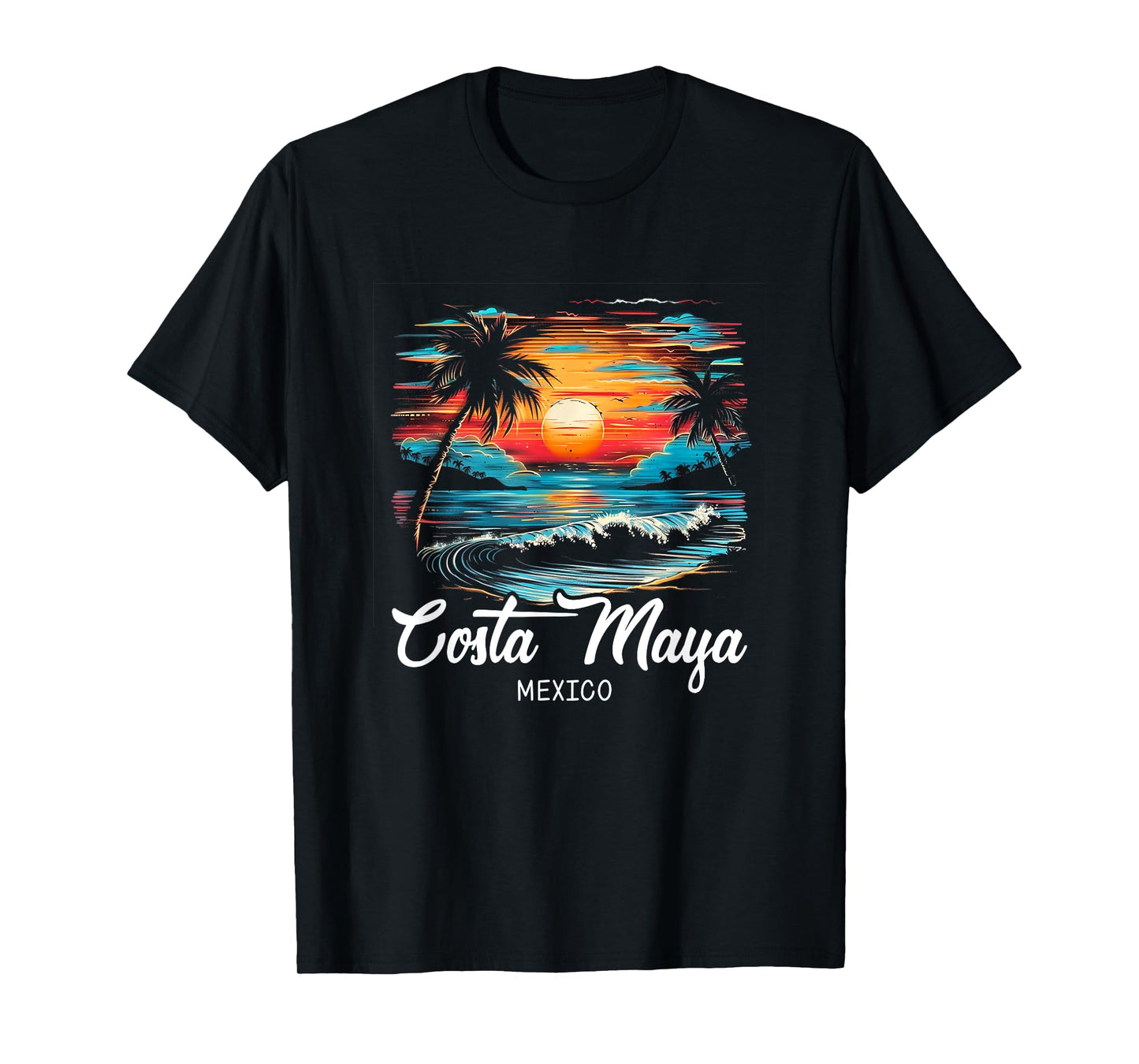 Family Vacation Retro Sunset Mexico Costa Maya T-Shirt