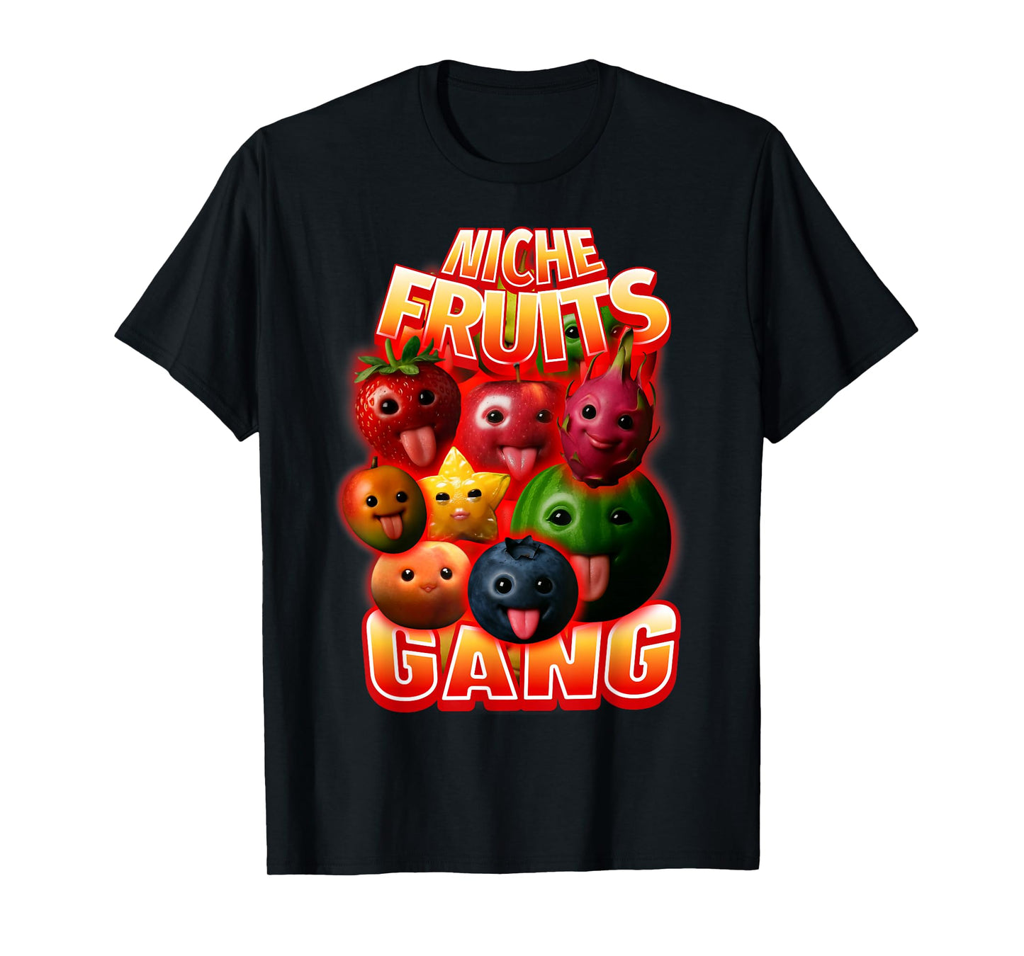 Funny Silly AI Fruits gen z Meme BrainRot Niche Fruits Gang T-Shirt
