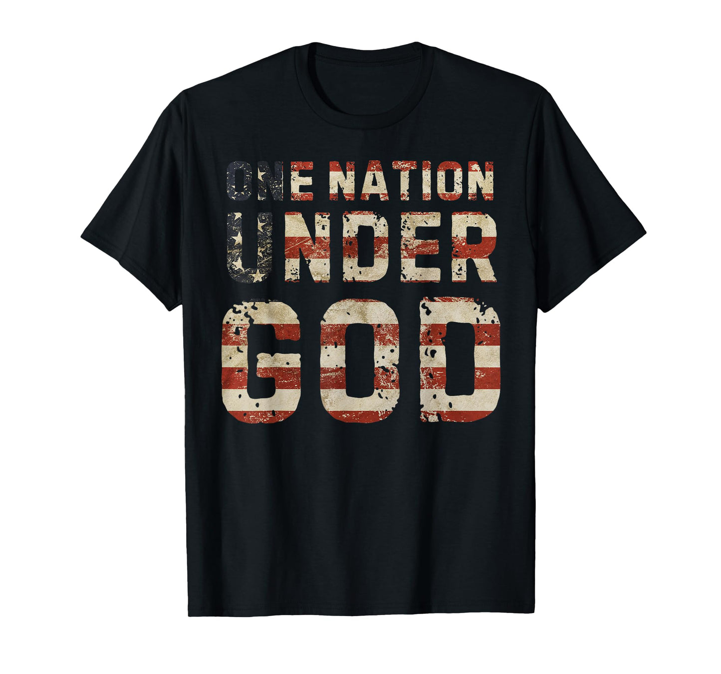 ONE NATION UNDER GOD Flag 4th Of July Patriotic Christian T-Shirt