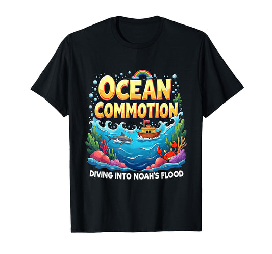 Diving into Noah's Flood VBS 202B Kids Camp Ocean Commotion T-Shirt