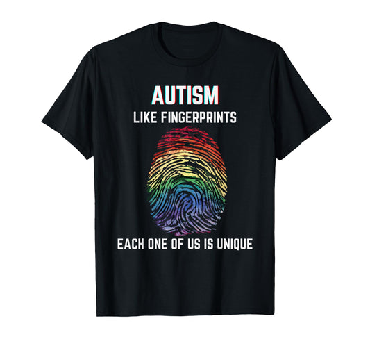 Autism Like Fingerprints We Are All Unique Acceptance T-Shirt