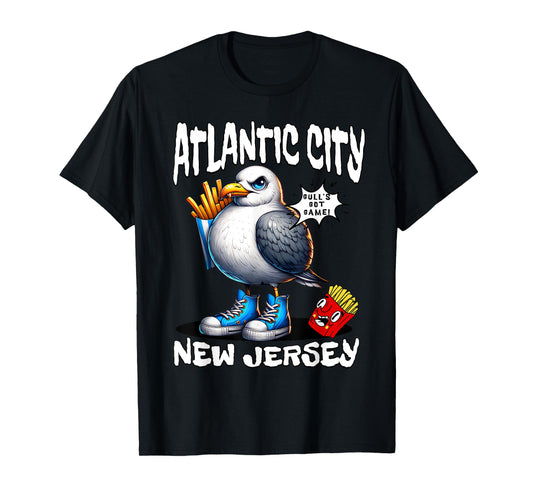 Atlantic City New Jersey Seagull French Fries Funny Souvenir T-Shirt