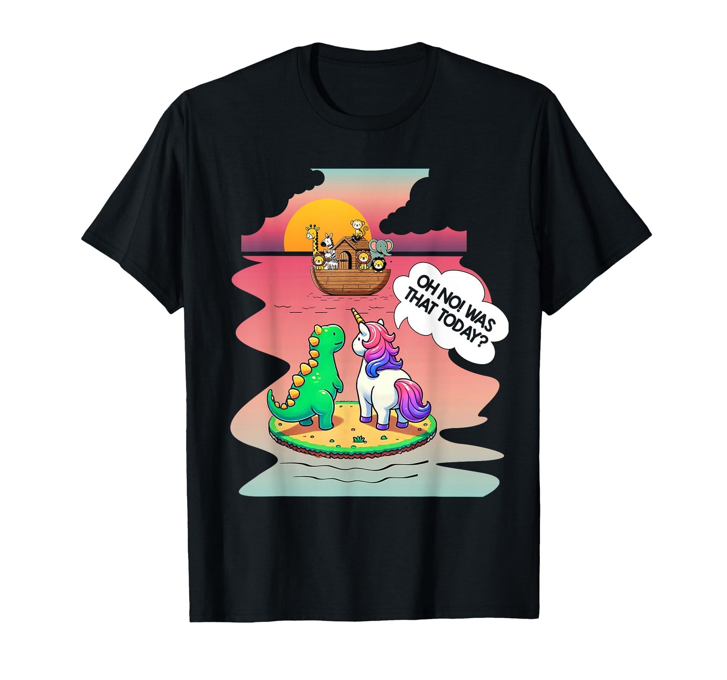 Noah Ark Christian Bibble Pun Last Unicorn Dinosaur Jesus T-Shirt