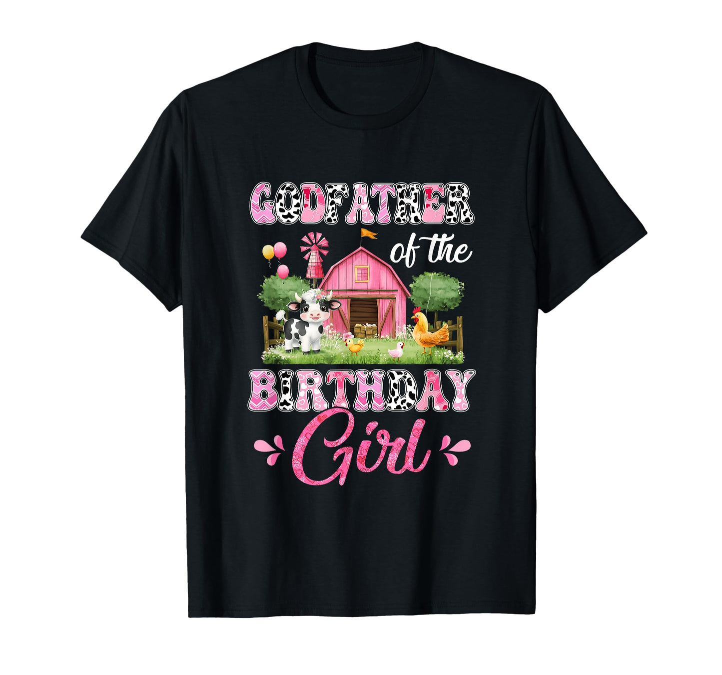Godfather Of The Birthday Girl 1St Birthday Cow Farm Family T-Shirt