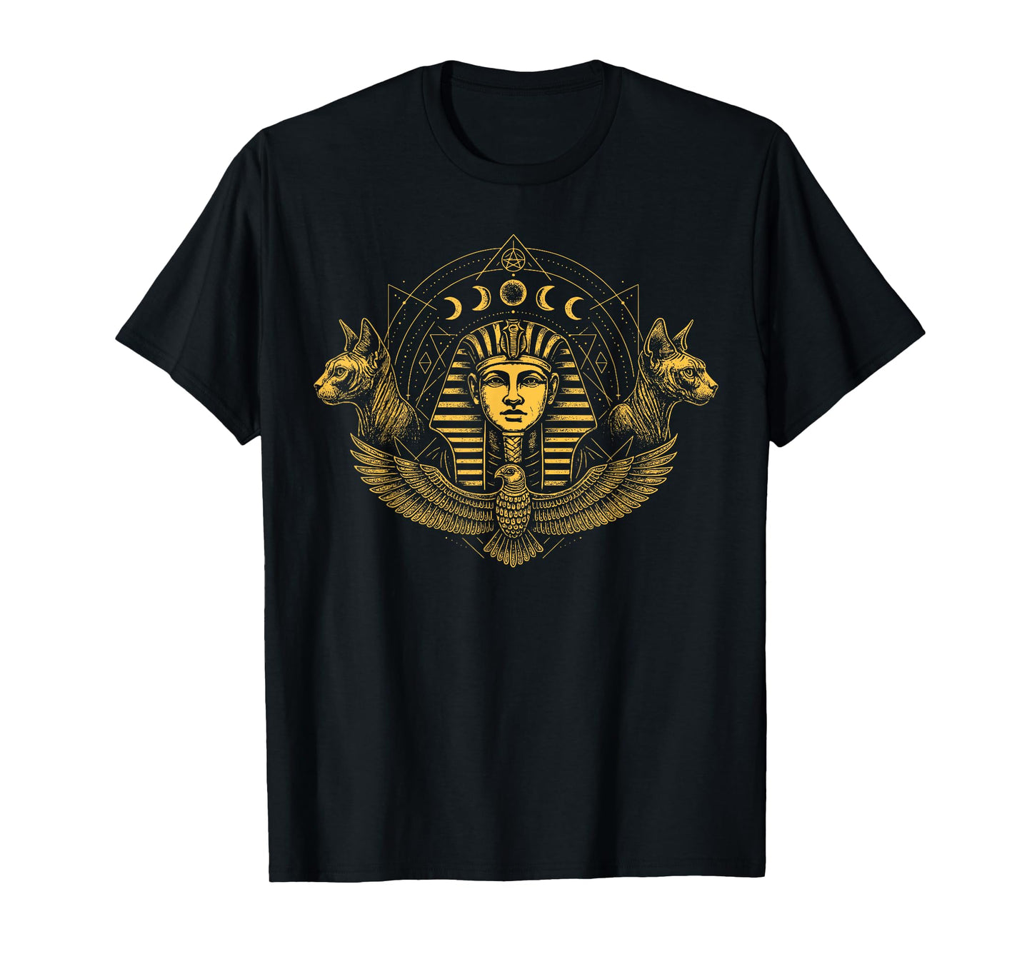Ancient Egypt Pharaoh Sphynx Cat Sacred Geometry T-Shirt