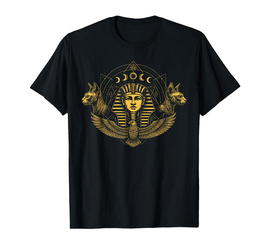Ancient Egypt Pharaoh Sphynx Cat Sacred Geometry T-Shirt