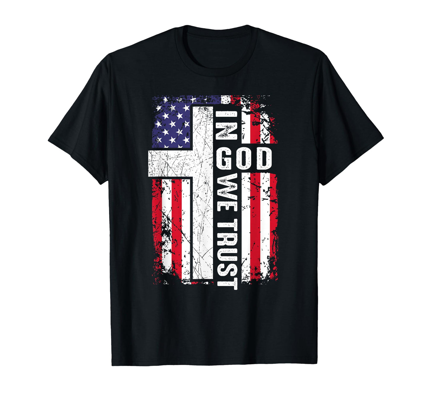 Mens In God We Trust American Flag Christian Patriotic Faith T-Shirt