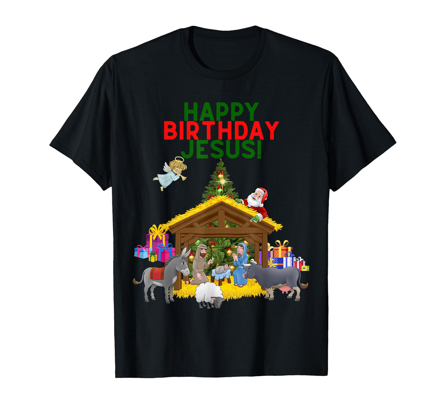 Worship Wear Merry Christmas Christian Happy Birthday Jesus Christ Xmas T-Shirt