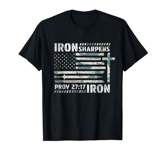 Iron Sharpens Iron Proverbs Bible Verse Christian T-Shirt