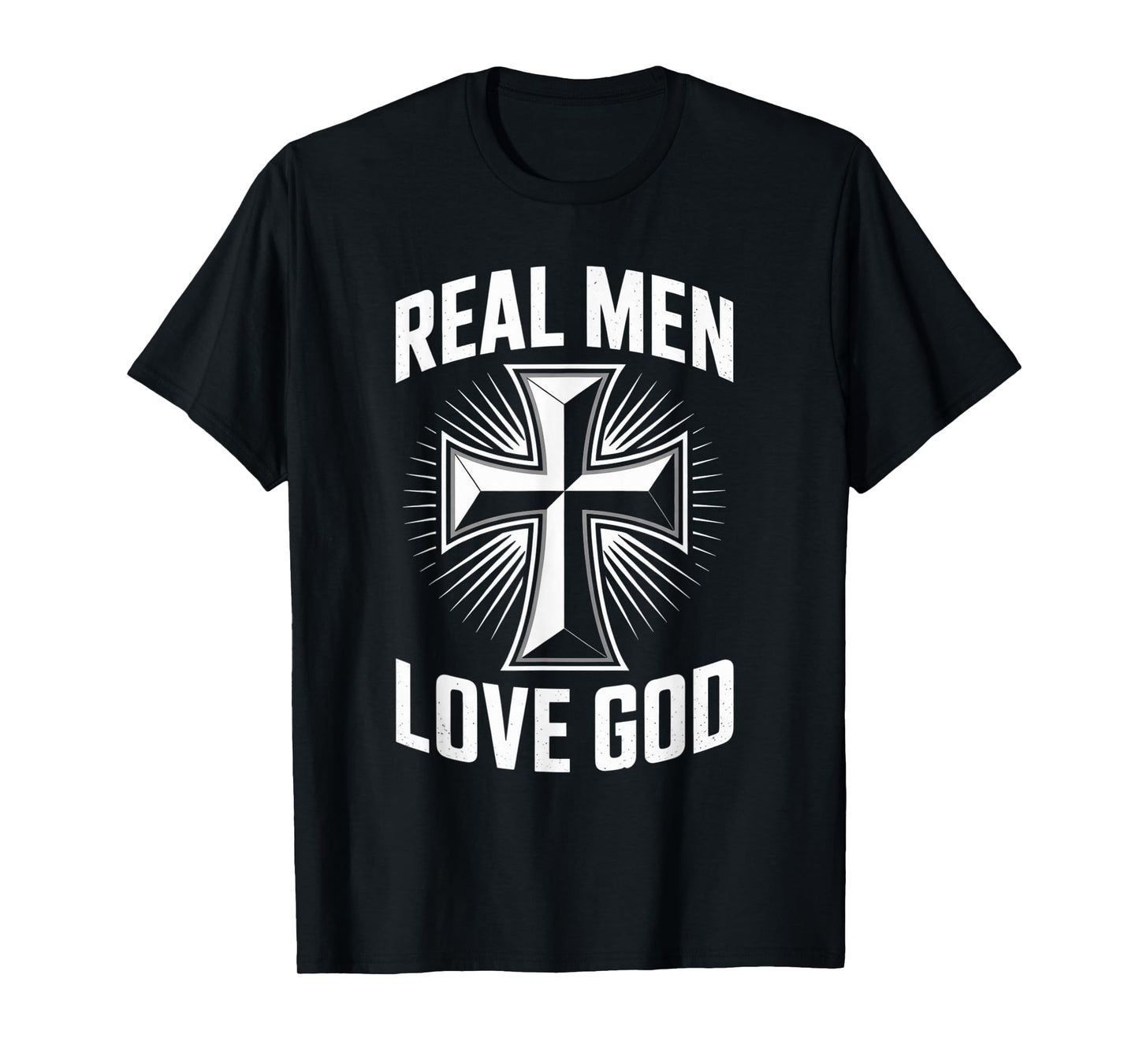 Retro Christian Cross Real Men Love God Matthew 22:37 T-Shirt