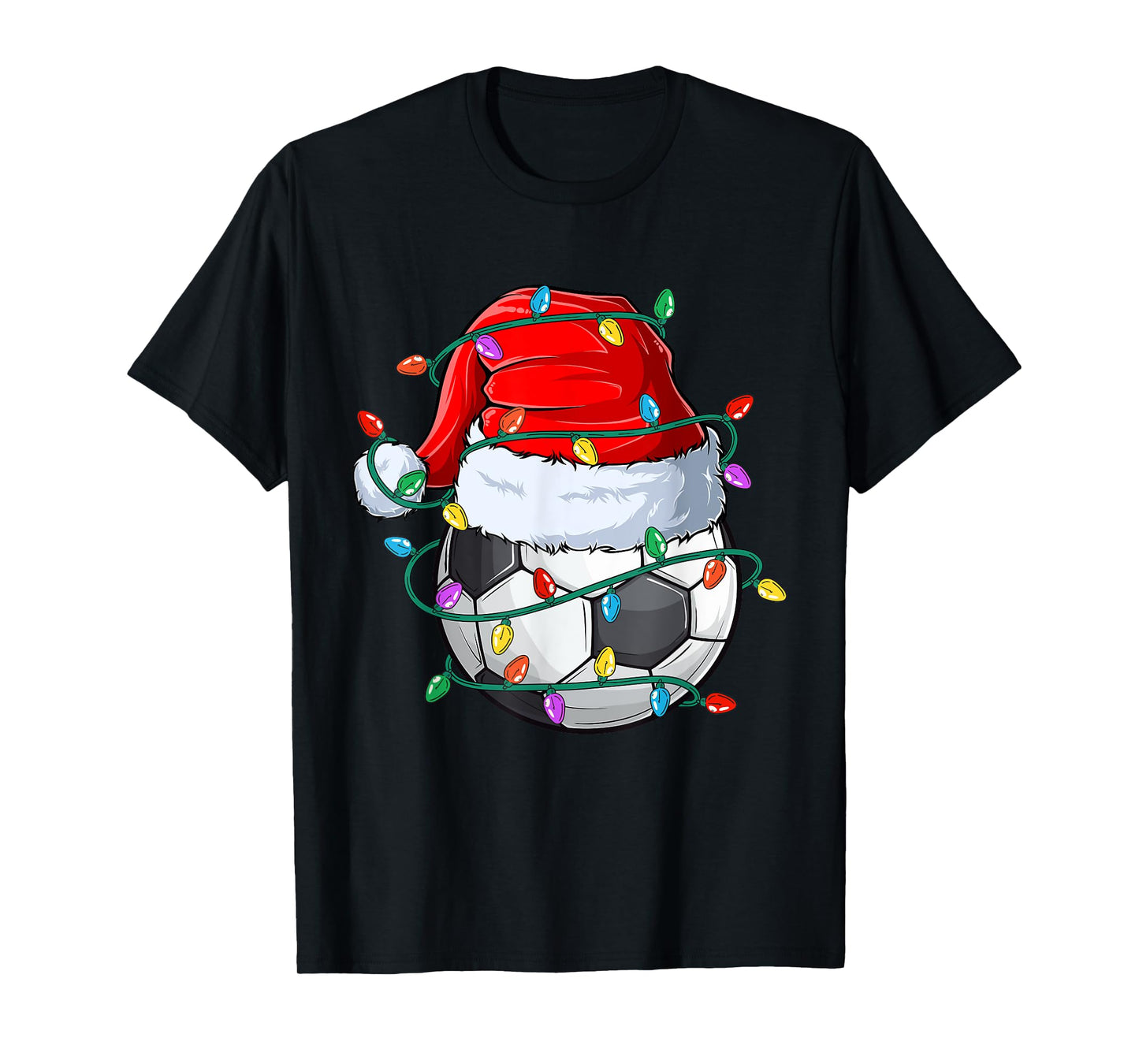 Christmas Soccer Xmas Santa Sports Hat Ball Kids Boys Men T-Shirt