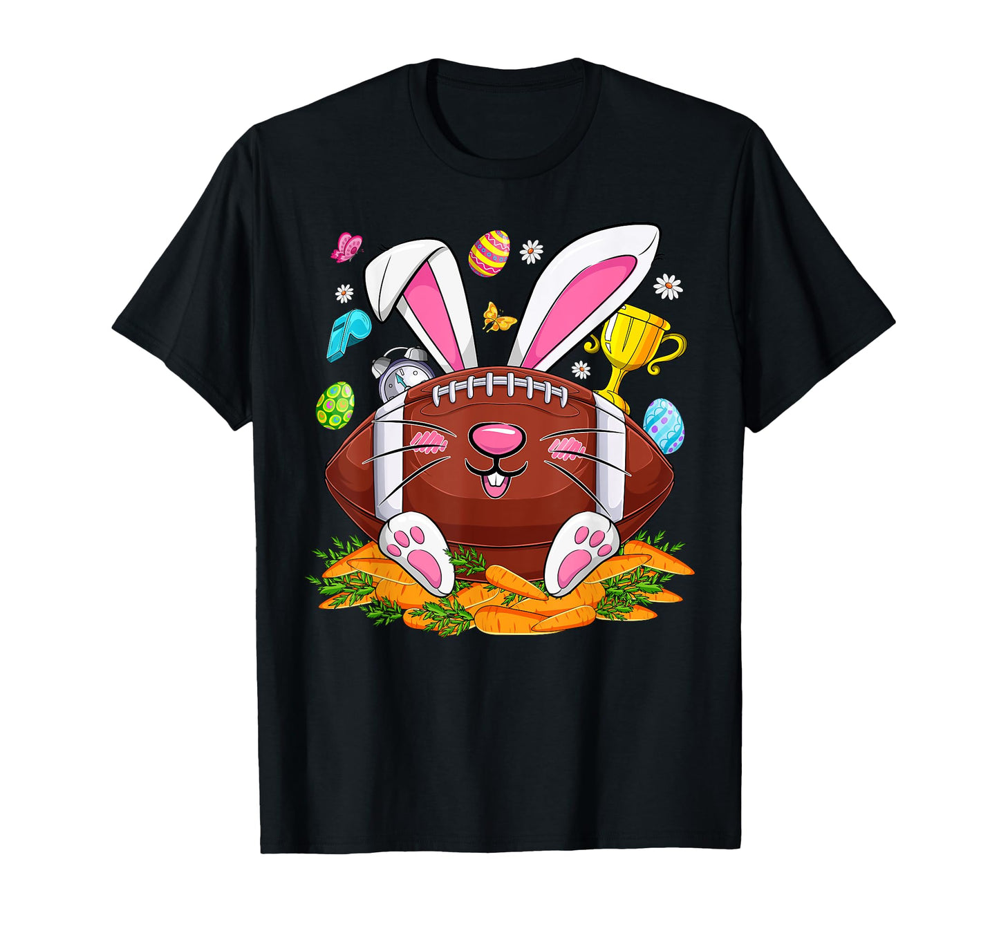Funny Football & Bunny Face Eggs Happy Easter Day Men Boys T-Shirt