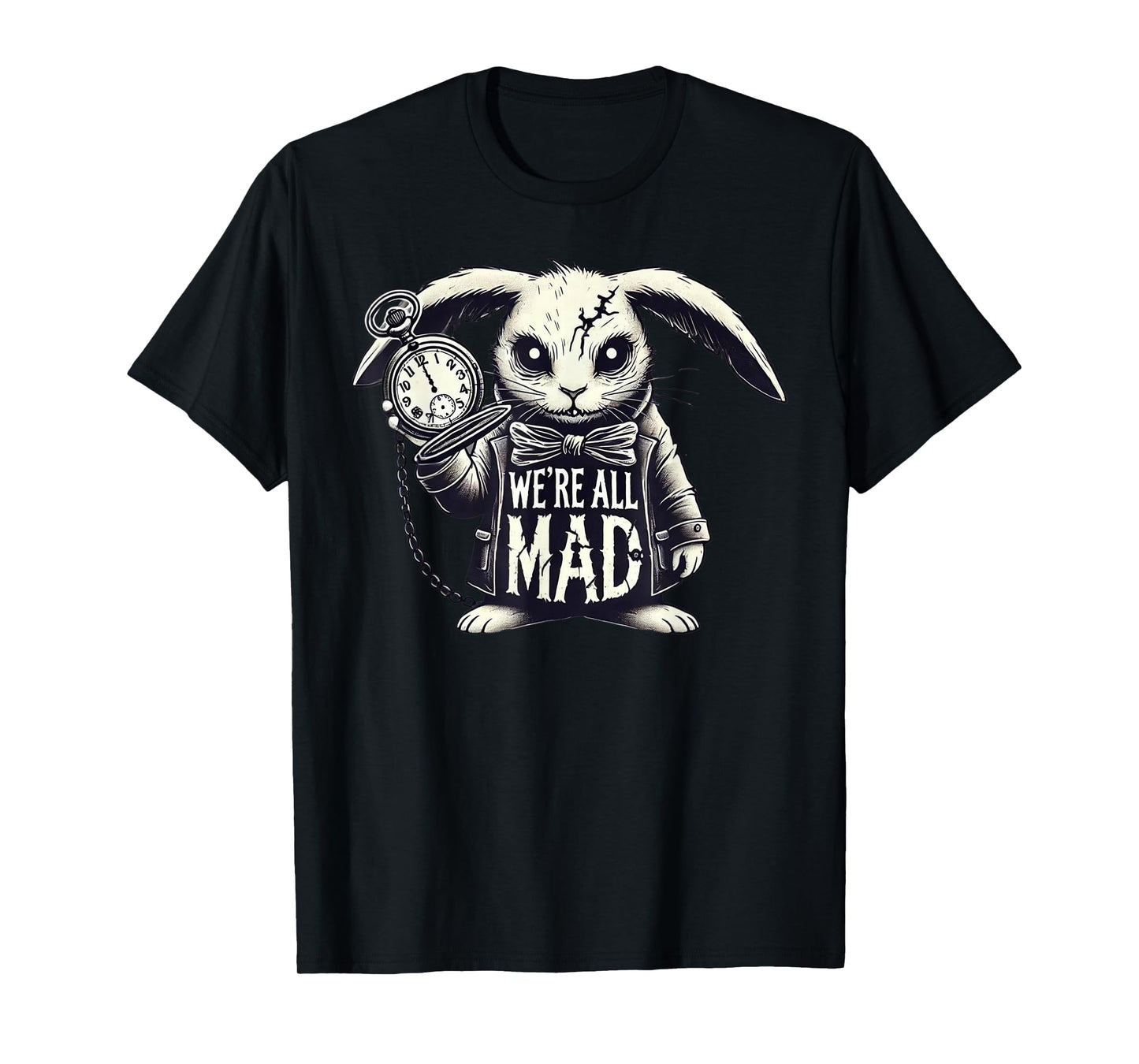 Alice in Wonderland - We're All Mad White Rabbit Mad Hatter T-Shirt