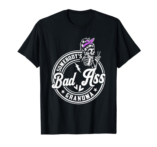 Funny Grandma Messy Bun Skeleton Somebody’s Funny Grandma T-Shirt