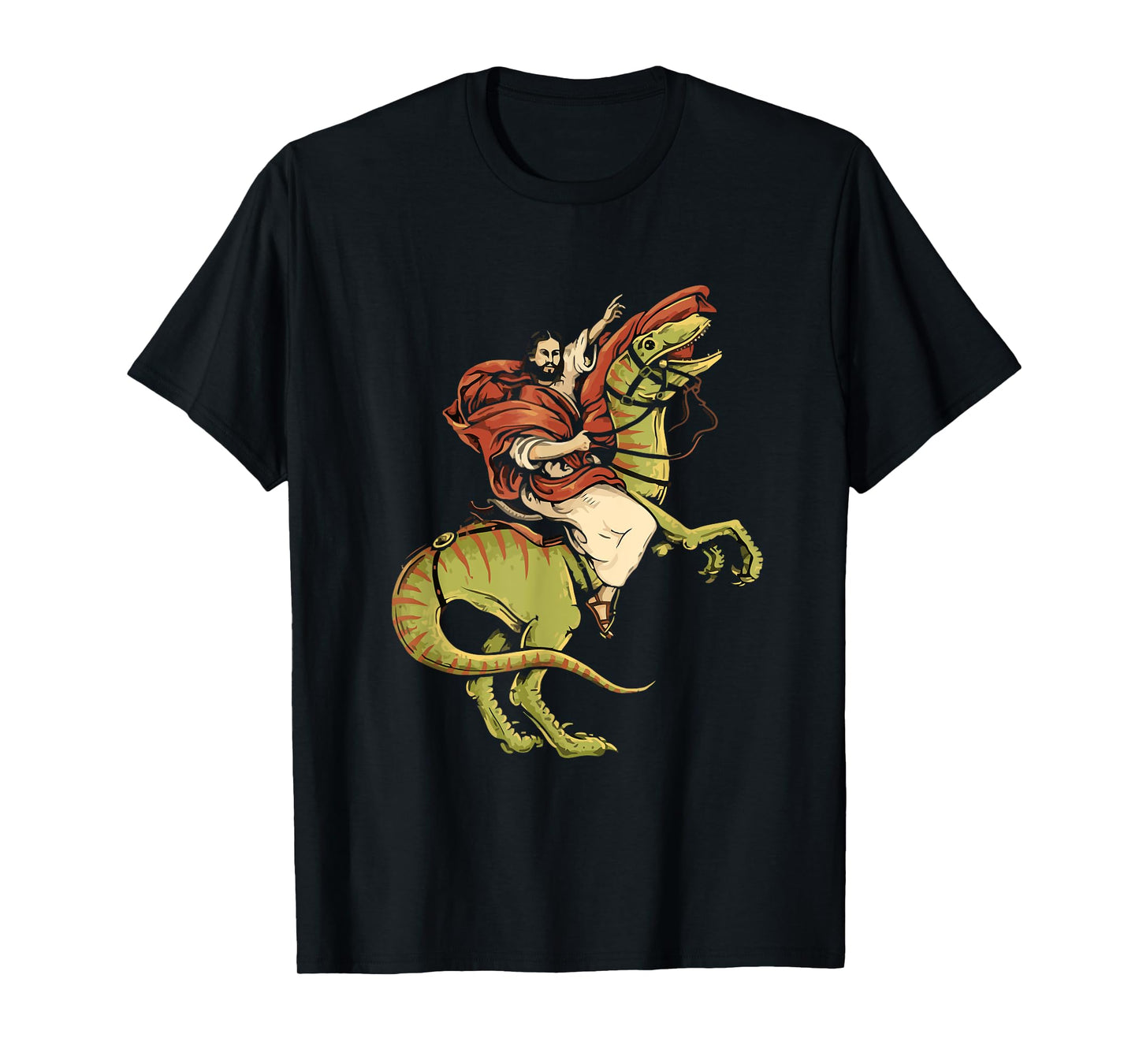 Jesus Riding Dinosaur Velociraptor funny jesus christ T-Shirt