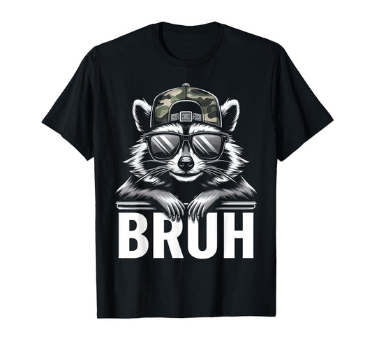 Bruh Raccoon Trash Racoon Camo Hat Youth Teens Kids Slang T-Shirt