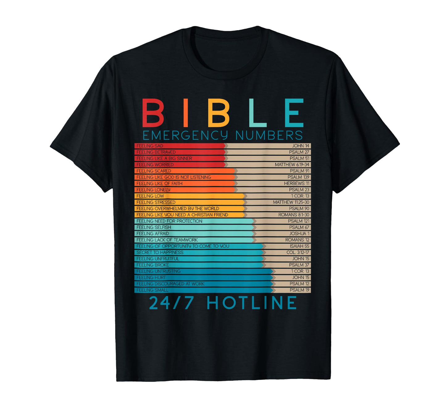 Bible Emergency Hotline Numbers Bible Verse Scripture T-Shirt