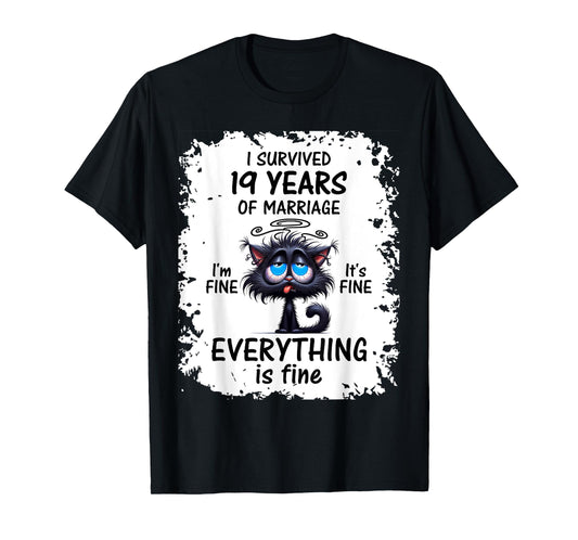 Bronze Wedding I Survived 19 Years Of Marriage T-Shirt