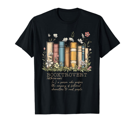 Floral Booktrovert Definition Bookworm Reading Book Lovers T-Shirt