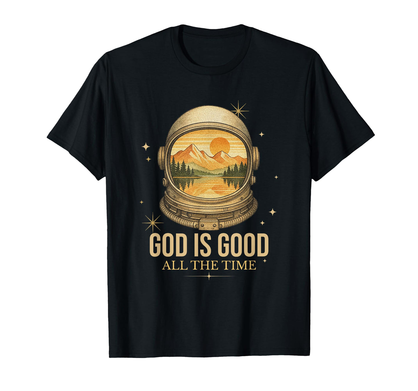 God Is Good Astronaut Vintage Retro Religious Christian T-Shirt