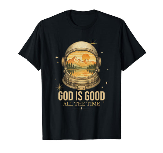 God Is Good Astronaut Vintage Retro Religious Christian T-Shirt