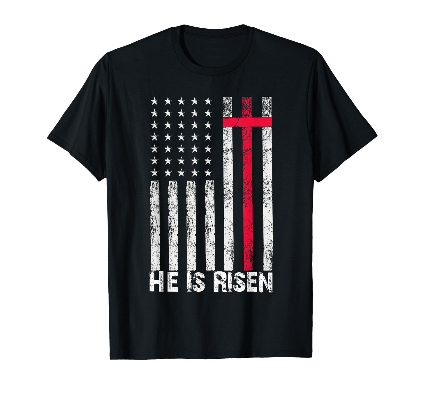He is Risen American Flag Cross Vintage Happy Easter T-Shirt