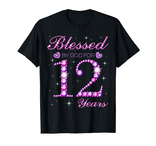 Blessed by God for 12 Years Old 12th Birthday Party T-Shirt