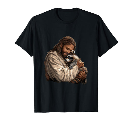 Christian Holding Raccoon Lover Trash God Faith Men Women T-Shirt