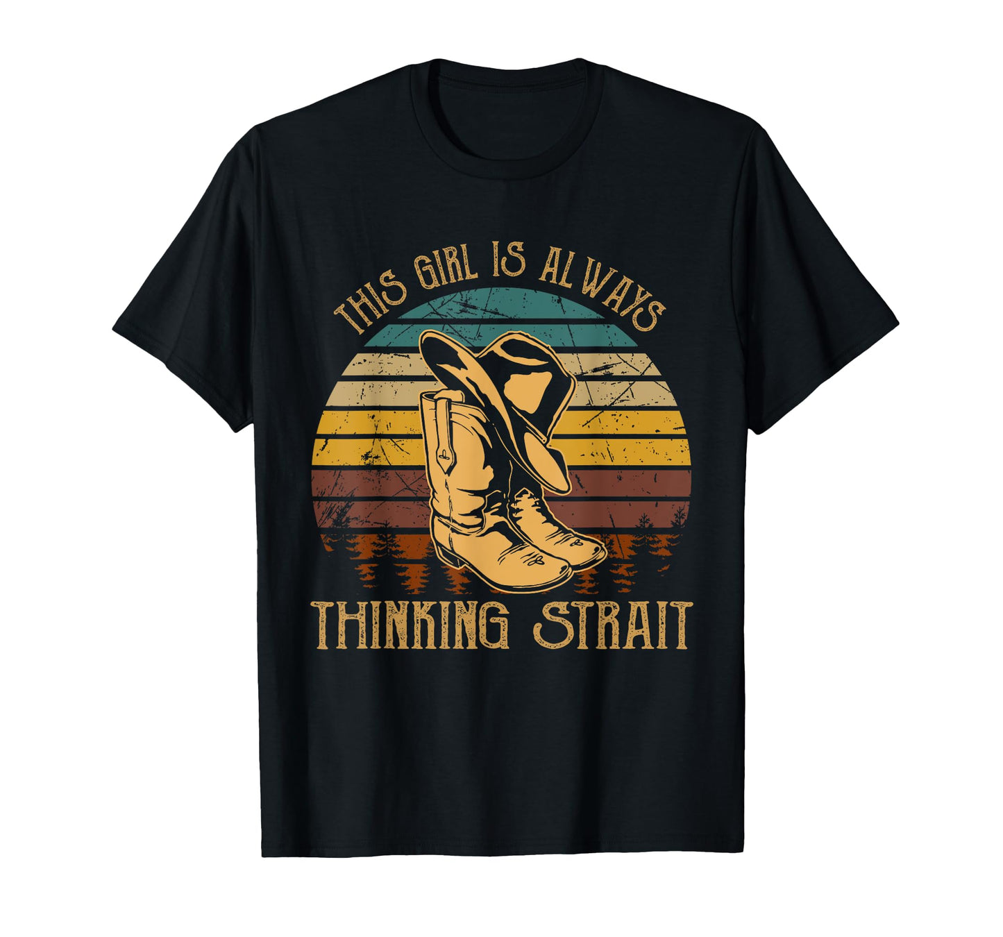 This Girl Is Always Thinking Strait Tees Cowboys Music Lover T-Shirt