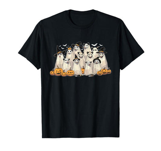 Retro Opossum Ghost Halloween Possum Pumpkin Spooky Season T-Shirt