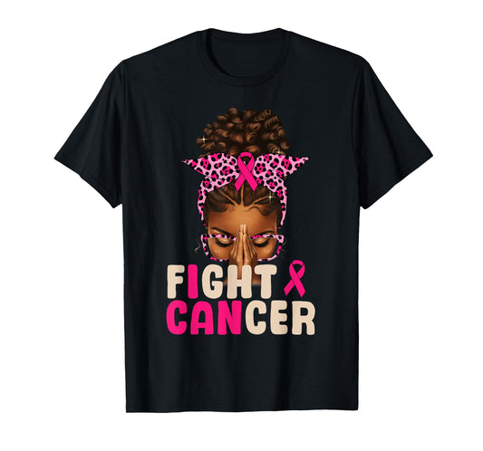 Fight Breast Cancer Afro Black Woman Pray Christian African T-Shirt