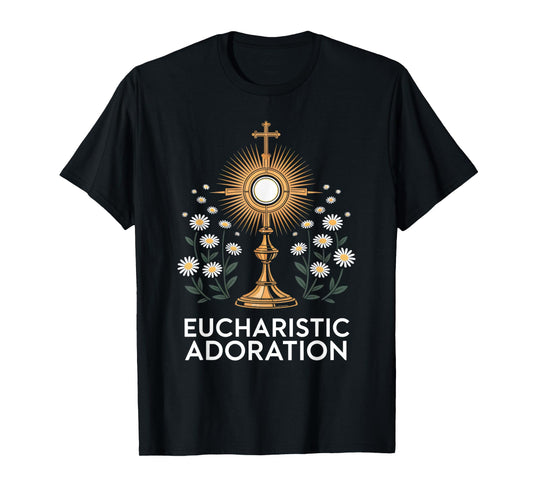 Floral Eucharistic Adoration Catholic T-Shirt