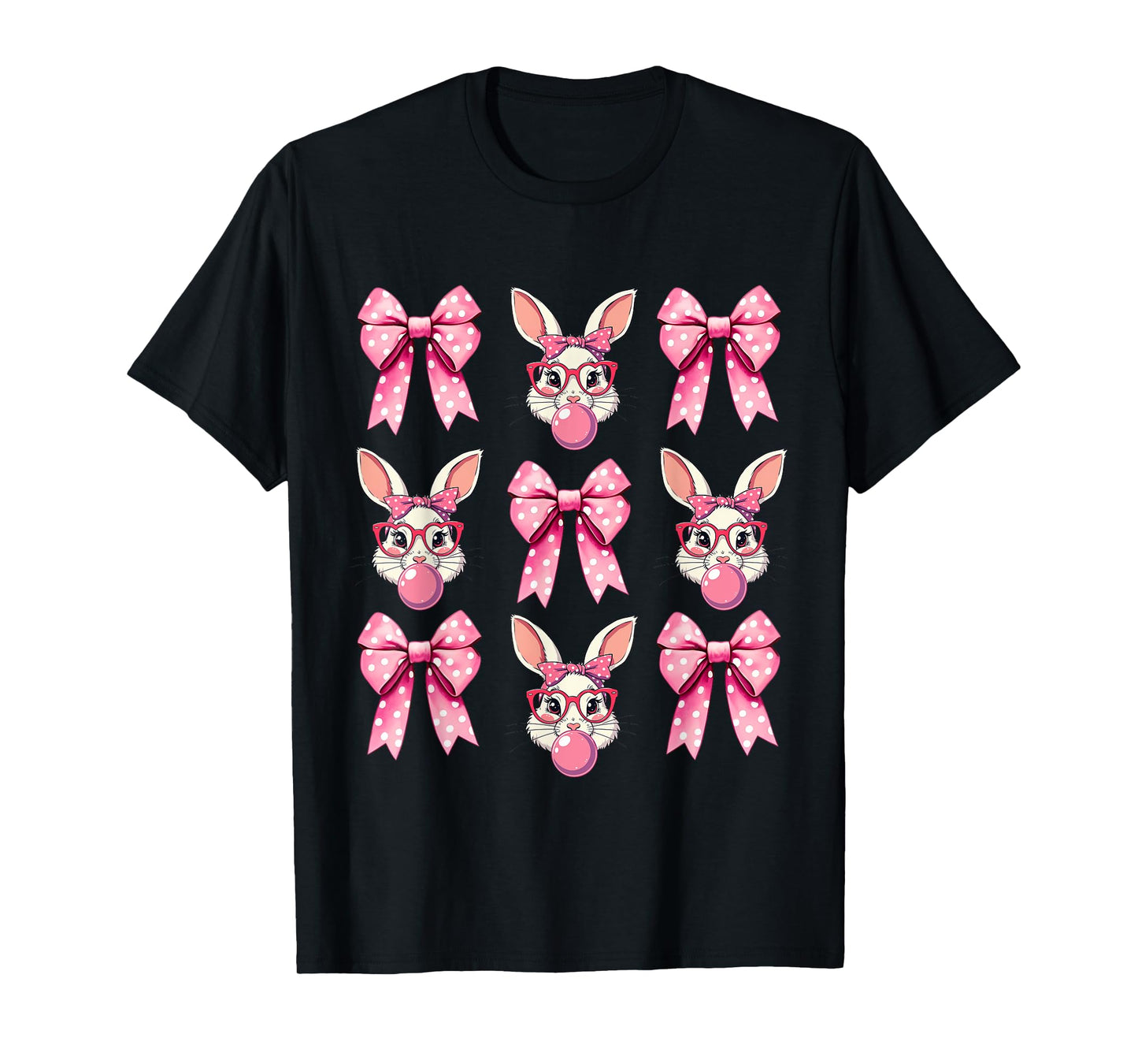 Bunny Face Coquette Bow Easter Day Girl Women T-Shirt