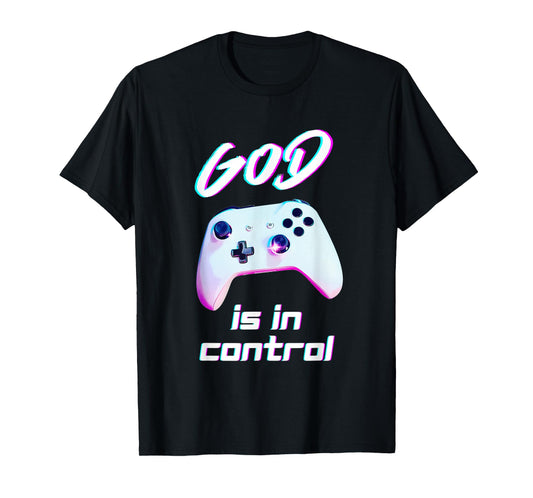 Christian Boys Girls God is in Control Video Game Controller T-Shirt