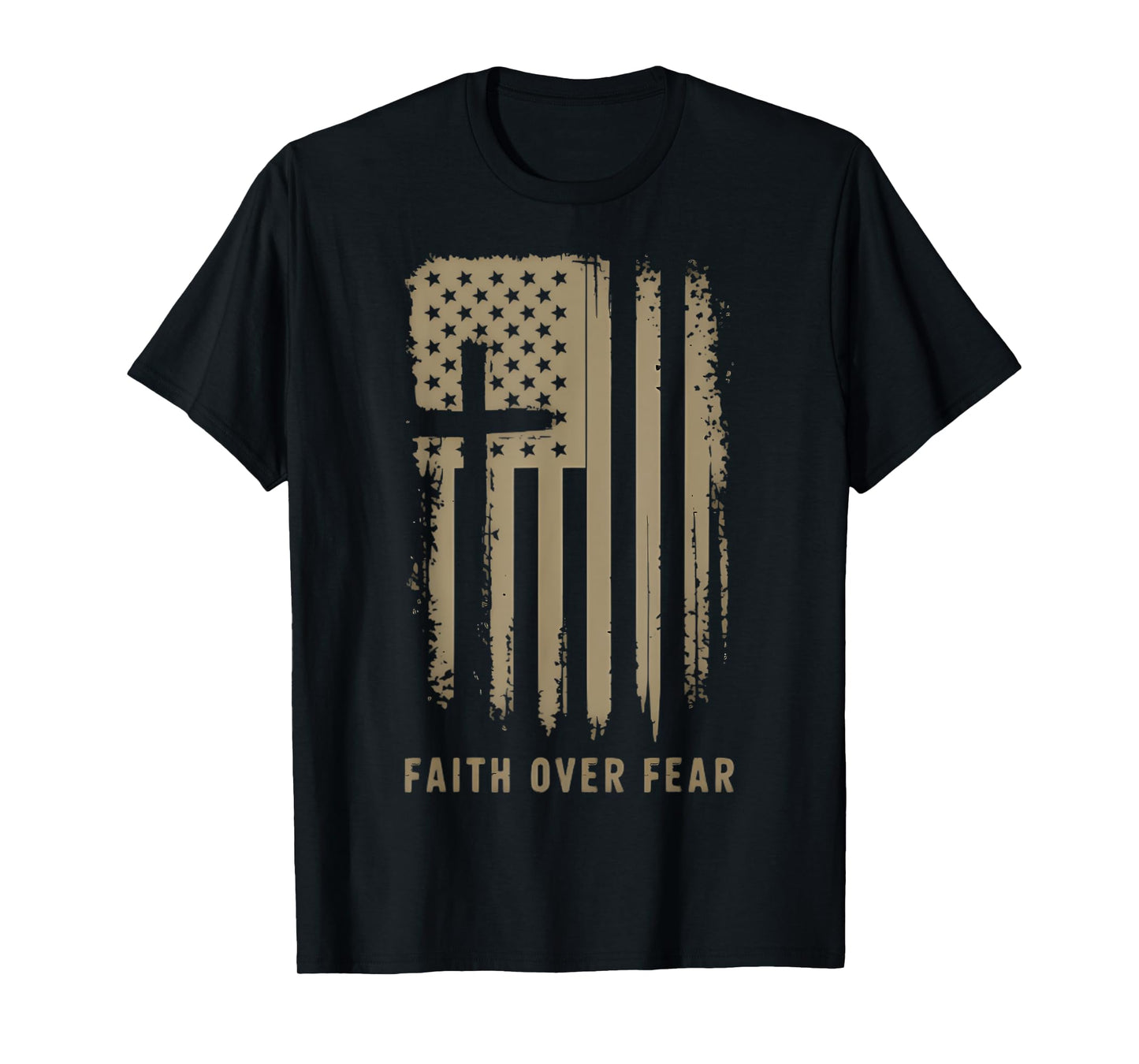 Faith Over Fear Christ Is King Vintage American Flag T-Shirt