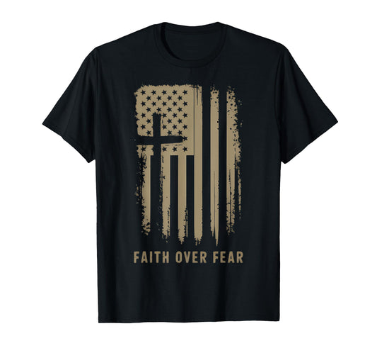 Faith Over Fear Christ Is King Vintage American Flag T-Shirt